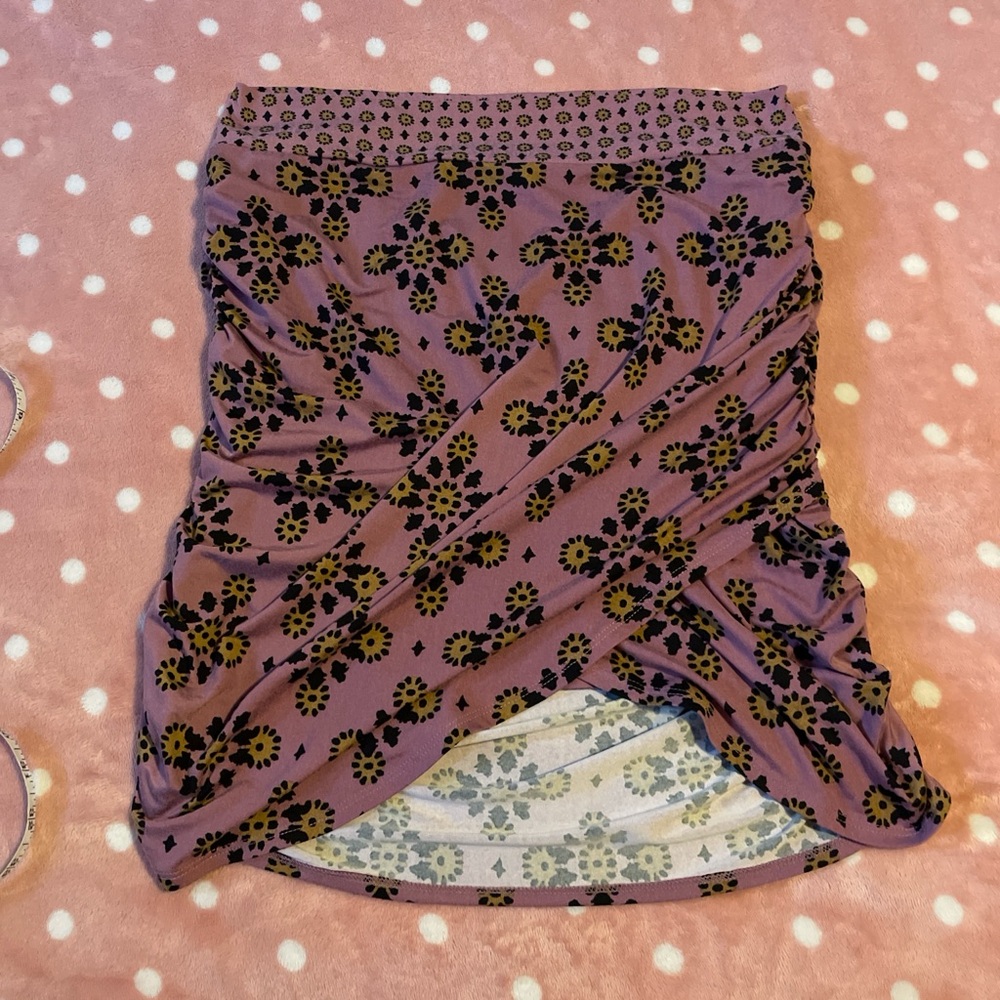 Free People Asymmetrical Purple Floral Skirt